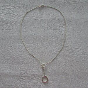 Double Oval Ring Silver Necklace